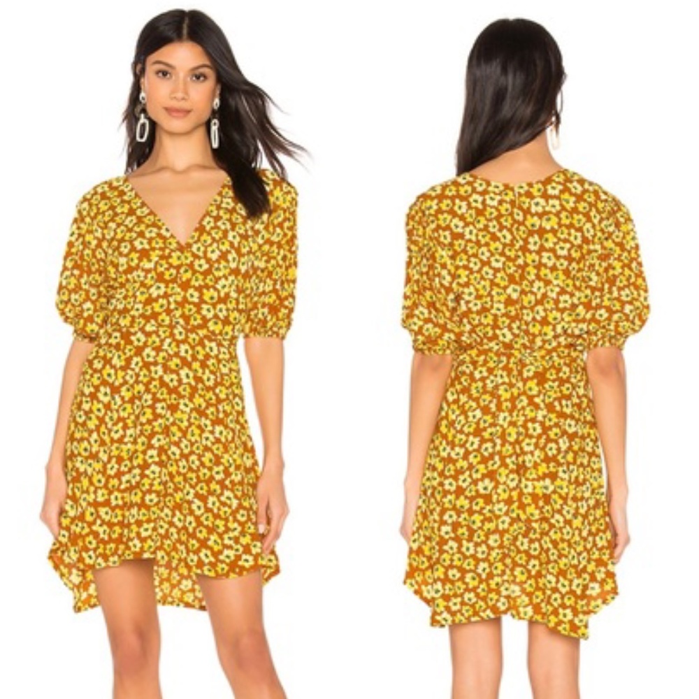 Faithfull the Brand Yellow Floral Mini Dress